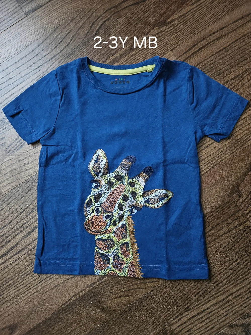 Mini Boden Navy Blue Giraffe Appliqué Tee